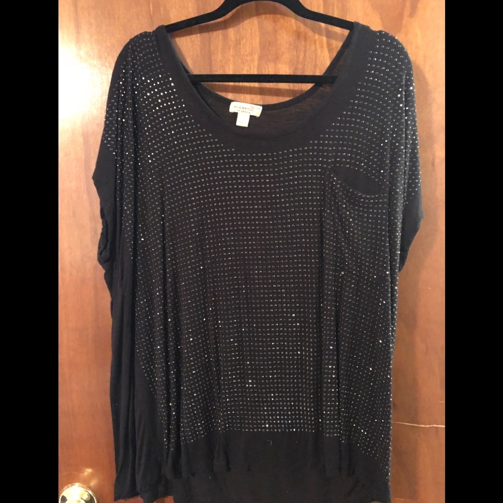 One World Plus size rhinestone tee